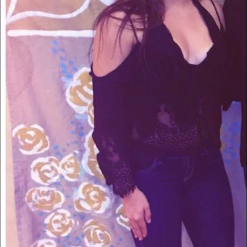 Off the shoulder, black lace top!